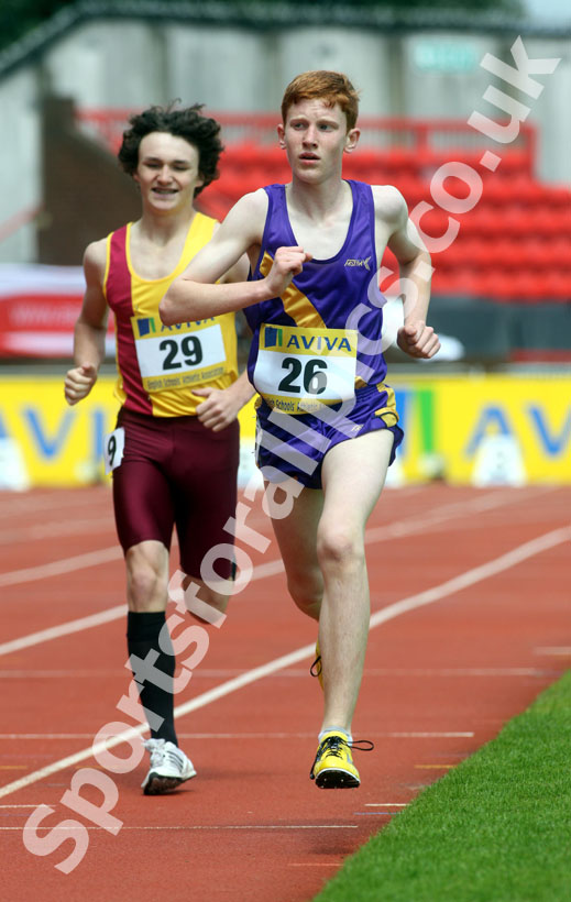 Liam Emmett (Durham) Junior Boys 1500 metres, 2011 Aviva English Schools' 81st Track and Field Championships, Gateshead International Stadium